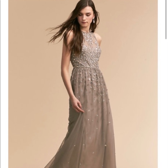 Anthropologie BHLDN formal Grey Ginny Dress 10 NEW - Picture 2 of 10